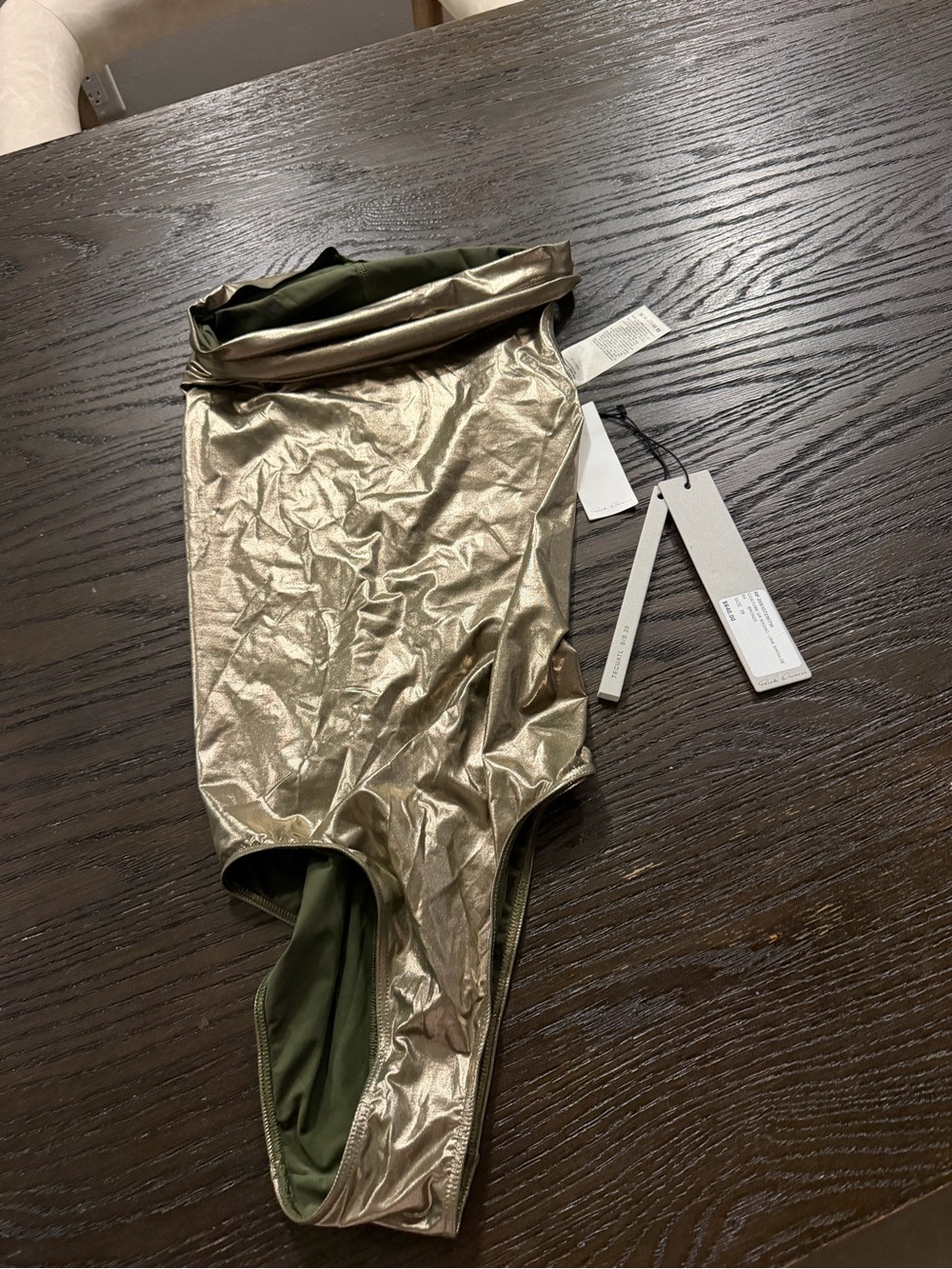 Rick Owens Tecuatl Metallic Bronze One Shoulder Bodysuit 38 NWT